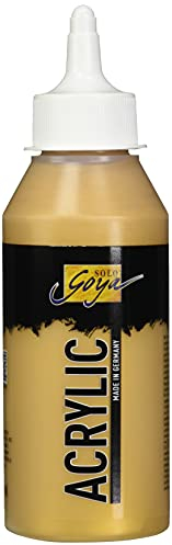 KREUL 84228 - Solo Goya Acrylic gold, 250 ml Flasche, cremige vielseitig einsetzbare Acrylfarbe in Studienqualität, auf Wasserbasis, schnell und matt trocknend, gut deckend, wasserfest