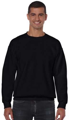 Gildan Men's Adult Crew Neck 18000 Long Sleeve Sweatshirt, Black, Medium