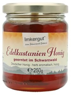 Deutscher Bio Edelkastanien Honig, Bioland Qualität direkt vom Imker im Schwarzwald, 250g Glas, Imkergut