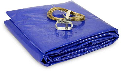 Poolabdeckung rund (Für 500 cm Stahlwandpools) – Sommer & Winter Abdeckplane – Ø 560 cm Poolplanenmaß - Materialdichte 200g/m² - Pool UV- und Algenschutz - Inkl. Stahlseil und Spannschloss