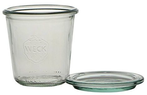 Weck-Glas mit 140 ml Inhalt und Deckel mit 60 mm Durchmesser, Karton mit 12 Stück, transparentes Glas