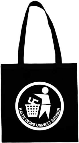 Racker-n-Roll HALTE DEINE UMWELT SAUBER Cotton Bag Stoffbeutel schwarz