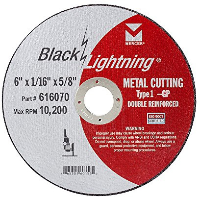 Mercer Industries 616070 - 6 x 1/16 x 5/8 Type 1 Black Lightning Cut-Off Wheels for Metal (25 pack)