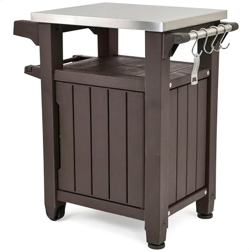 Keter Top in acciaio per patio cucina isola o bar carrello, resina, marrone espresso, unità