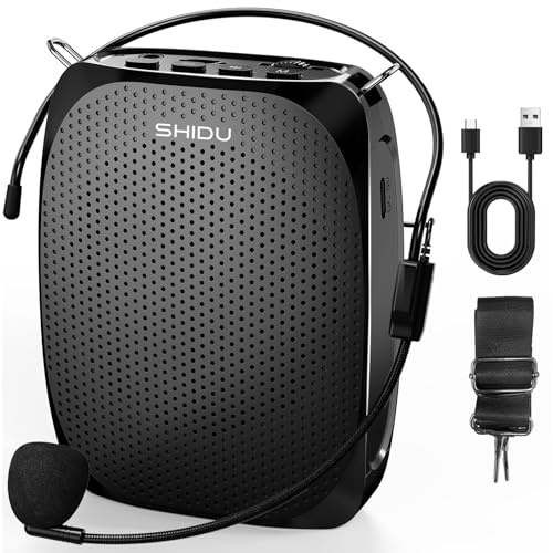 Amplificador de voz portátil 15W, SHIDU altavoz personal micrófono auricular recargable Mini Pa sistema para profesores guías de Tour entrenadores aula Singing Yoga Fitness Instructores Presentaciones