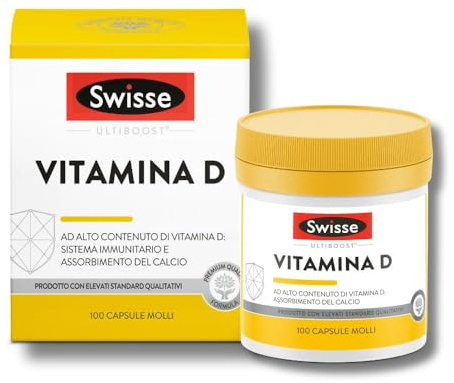 SWISSE Ultiboost- Vitamina D 2000 UI, Integratore Difese Immunitarie Adulti, Integratori Alimentari Donna e Uomo con vitamina D3 per Mantenimento Ossa e Denti Sani, Made in Italy, 100 Capsule Molli