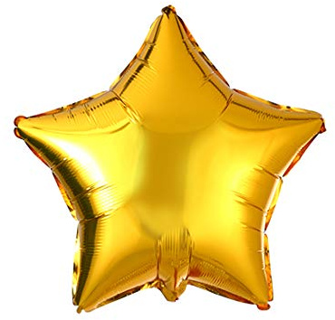 18 Gold Star Shaped Foil Balloons Mylar Helium Balloons for Birthday Party Wedding Baby Shower Decorations, Pack of 20