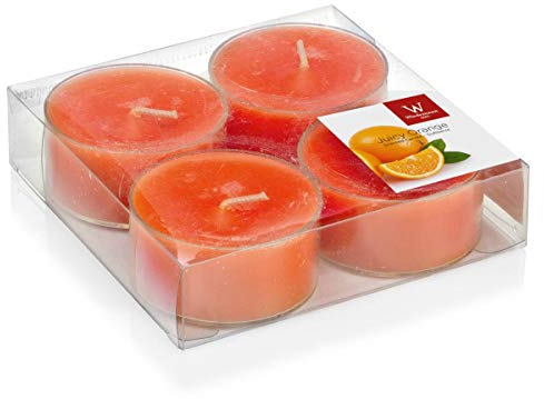 INNA-Glas 4er Set Maxi Teelichter Astrid, orange, 1,9cm, Ø 5,7cm, 8h - Duftteelichter