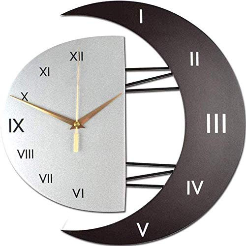 C-Cakus Orologio da Parete Silenzioso 46cm Preciso Moderno Adesivo Decorazione Sole e Luna per Casa, Ufficio, Hotel