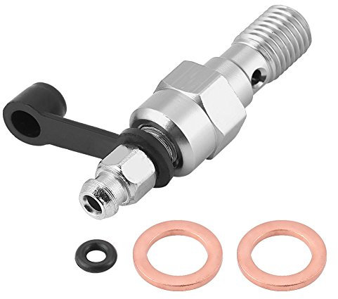 EVGATSAUTO Banjo Bolt Entlüftungsschraube, M10x1.25mm Motorradbremse Hauptzylinder Bremssattel Entlüftungsschraube Nippel Banjo Bolt + Staubkappe Aluminium (schwarz)(Silber)