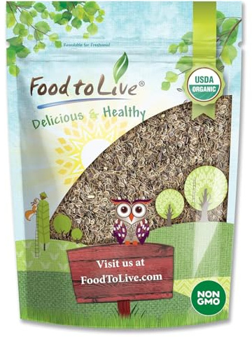 Food to Live Organic Dill Seeds, 2 Pounds - Whole, Non-GMO Spice, Non-Irradiated Weed Seeds, Vegan, Dry, Bulk, High Dietary Fiber, Calcium, Iron, Copper, Manganese, Magnesium Zinc. Perfect for Curry.
