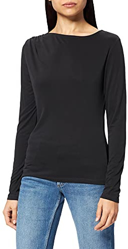 NA-KD Draped Long Sleeve Top Camisa, Negro, L para Mujer