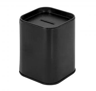 Makio Tirelire pour enfant en métal avec couvercle Noir 7,5 x 10,5 x 7,5 cm