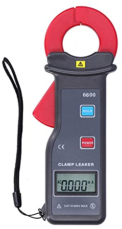 Eujgoov Stromzange ETCR‑6600 Leckstromzangenprüfer AC 600A Elektrisches Amperemeter Multimeter mit LCD-Anzeige