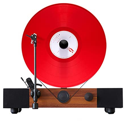 Reproductor de Discos de Vinilo Integrado Vertical, Reproductor de Discos de Audio Bluetooth de Doble Velocidad 33/45, Compatible con Registros de 10 y 12 Pulgadas,Brown Wood Color