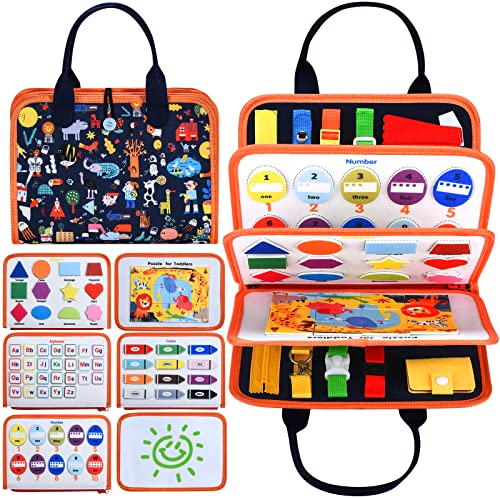 HmiL-U Kinder Busy Board, Montessori Spielzeug Sensorisches, Lernspielzeuge zur Feinmotorikförderung, Autismus Vorschulaktivitäten Brett Pädagogisches Reisespielzeug Geschenk für Jungen und Mädchen