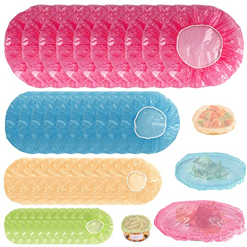 Fresh Keeping Bags 80pcs 4 Szie Reusable Cling Film Bag Elastic Plastic Food Storage Covers Preserving Lids for Pet Food Ttins Fruit Vegetable Meat Preservation