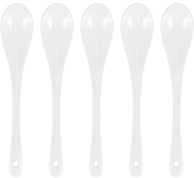 Aboiledy 5 Stück Mini, Kleine Keramik, Eierlöffel Lange, Teelöffel, Ceramic Spoon Porzellan, Mokkalöffel Kaffeelöffel Dessertlöffel Dip