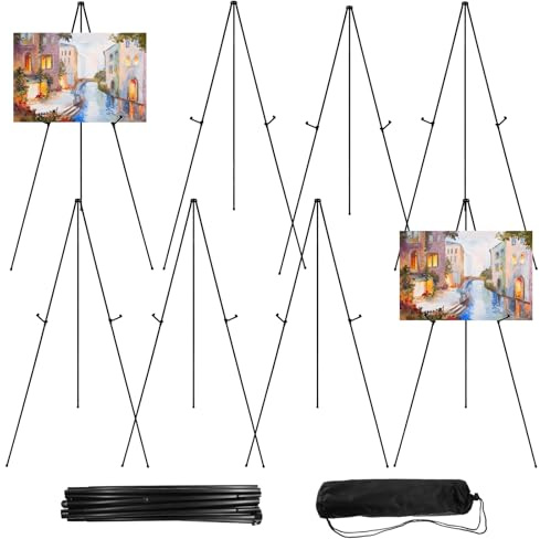 JEAWIWI Lot de 8 chevalets pour panneau de 165,6 cm, supports photo portables pour affichage, chevalet d'artiste pour peinture, support de panneau de bienvenue de mariage, chevalet de peinture en