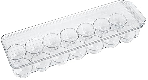 Recipiente para Huevos de Nevera, Huevera, Caja de Huevos, Caja de Almacenamiento de Huevos con Tapa & Asa, Caja para huevos de plástico Transparente para almacenar hasta 14 huevos