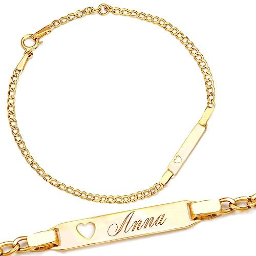 Sakrami Holly Gold Armband mit Herz für Mädchen und Kinder + Geschenkidee für Mädchen und Kinder zur Geburt, Taufe und Kommunion besonderen Anlässe + Geschenkbox