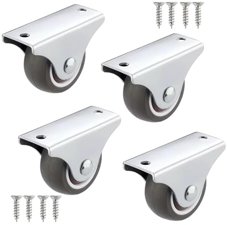 Kleine Rollen Feststehend,Rollen Für Möbel 25mm 32mm 38mm 50mm Schwerlastrollen,Geräuscharme Gummiräder,Diy Ersatz Möbelrollen,Transportrollen,4 Stück,50mm(1.97in)
