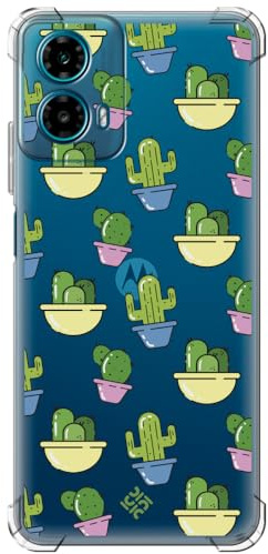 Movilshop Funda Antigolpes para Motorola Moto G34 5G Dibujo Auténtico [ Cactus en Macetas ] Esquina Reforzada Silicona 1.5mm de Grosor Flexible Transparente Bumper Gel TPU