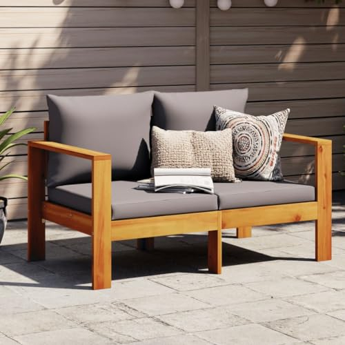 CIADAZ Gartensofa mit Kissen 2-Sitzer Massivholz Akazie, Gartenlounge, Terrassenmöbel, Balkonmöbel, Terrassen Sofa, Gartenmöbel - 367629