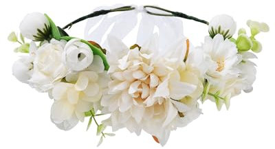 Kajeer Blumenkranz Haarschmuck für Damen - Festival Blumen Haarschmuck Krone Stirnband Einstellbare Bandlänge Hochzeit Floral Kopfschmuck für Kleid