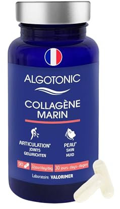 Algotonic - Collagène marin - 90 Gélules - Cure de 30 jours - Complément alimentaire naturel pour la peau, les cartilages, les os et les muscles - Vitamine C - Manganèse organique