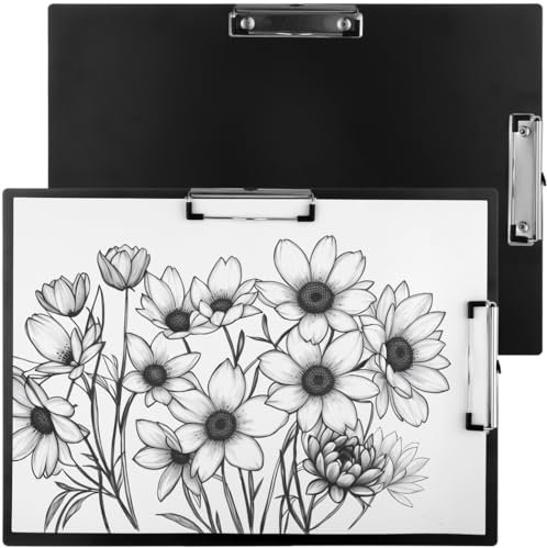 Lot de 2 planchettes à pinces de 28,9 x 43,2 cm avec double clips, 2 planchettes à pince extra larges en plastique léger, crochets rétractables pour art extérieur, croquis et dessin, profil bas