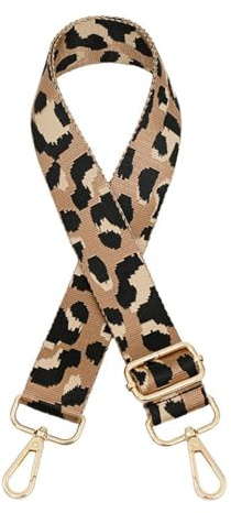 Anevous Leopard Muster Taschengurt,Verstellbar Schultergurt für Taschen 75-130cm mit Karabiner,3,8cm Breit Schulterriemen Trageriemen,Umhängegurt DIY Zubehör für Damentasche Handtaschen,Braun