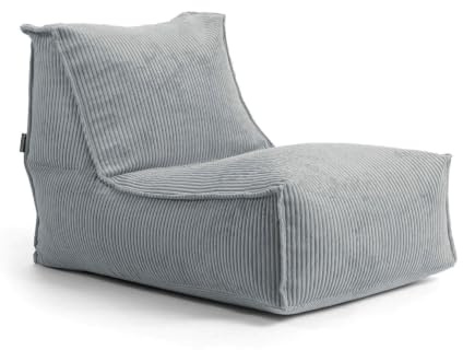 mokebo Sitzsack aus Cord 'Der Gelassene' Made in Germany, Bean Bag, Relaxliege oder Bodenkissen mit EPS-Perlen Füllung, kuschelige und gemütliche Liege für Wohnzimmer und Wintergarten in Grau