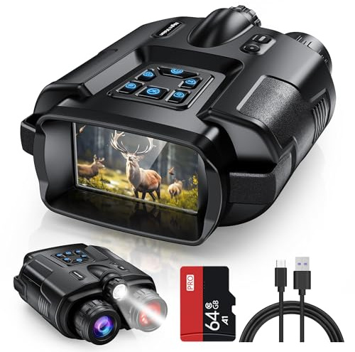 Diyimin 4K Night Vision Goggles for Adults, 2000FT Infrared Night Vision Binoculars with Tactical Light, 8X Digital Zoom for Outdoor, Camping and Travel