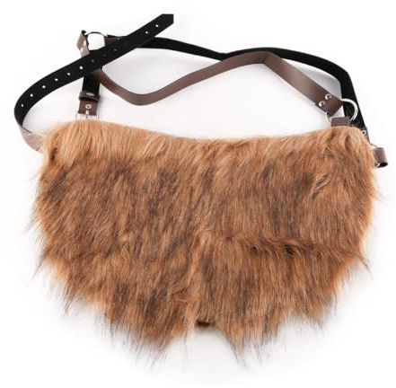 Sarini Col en Fourrure Viking pour Homme, châle, Cape en Fourrure de Guerrier médiéval, bandoulière en Fourrure Artificielle, Coussin d'épaule