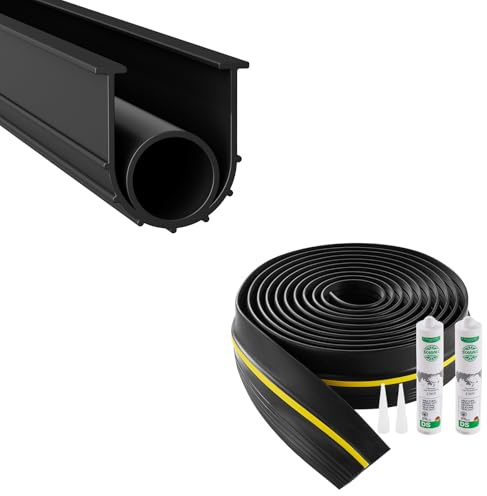 VEVOR Kit de Juntas de Umbral para Puerta de Garaje, 4,88 m en Forma de U + Junta Tórica, Junta Inferior para Puerta de Garaje, se Combina con Tiras de Sellado Impermeable con Adhesivo, Negro
