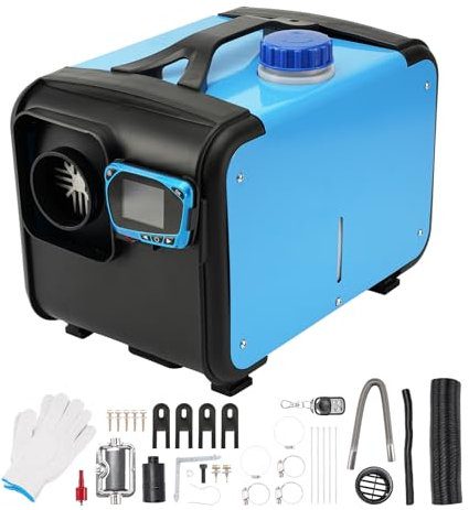 Riscaldatore d'aria diesel portatile da 8 kW e 12 V, riscaldamento silenzioso a gasolio con silenziatore, tutto in uno, foro singolo con telecomando, display LCD per auto, camper, barca, camper, in