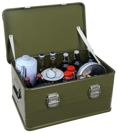 Ciounmb 50L Aluminium Campingbox: Aufbewahrungsbox mit Deckel und Handgriff, organisatorisches Zubehör für Outdoor, Camping und Kofferraum