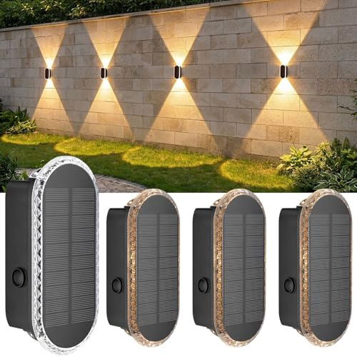 Solar Wandleuchte Aussen Garten: 4-Stück Up und Down Solarleuchte Außenwand