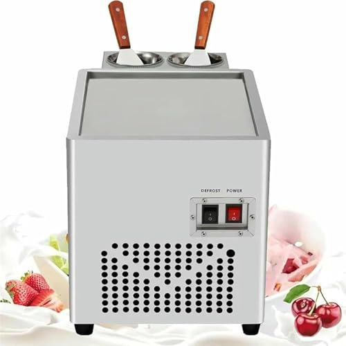 Gelatiera Elettrica per Rotoli Di Gelato,Vaschetta per Ghiaccio Saltato in Padella in Acciaio Inox,Macchina per Yogurt Professionale per Bar,Caffetterie E Pasticcerie-Perfetta per Gelati E Dessert