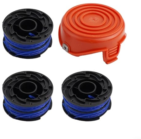 Zilimontt Trimmer Spool Line and Cover Replacement Parts for Black & Decker GL350 GL546SC GL650SBC GL652 GL653 GL65 GL660 Grass Trimmer Accessories(1X cap+3X spool)