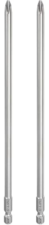 sourcing map 2pcs #2 Phillips Screwdriver Bit PH2 1/4 Hex Shank 8 (200mm) Long 6mm Rod Magnetic Cross Head Drill Bits S2 Steel Industrial Screw Driver for Power Screwdrivers Drills, Silver