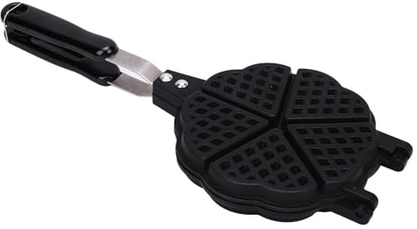 Nurnesy 5-Cavity Mini Heart Shaped Waffle Maker Pan - Stovetop Baking Pan for Family Breakfast