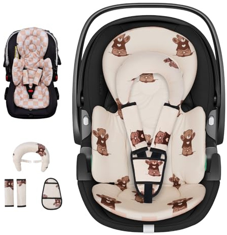 Upalupa Reversible Infant Car Seat Insert - Soft Microfiber Cushion Pad with Removable Headrest, Ideal for Car Seats, Strollers, and Bouncers (Orange)