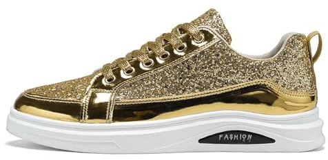 Dasongff Chaussure Sport Homme Tendance avec Paillettes Brillantes Sneakers Antidérapant Basket Running Homme avec Lacets Bottes Courtes Décontractées Chaussures Légère et Confort pour Outdoor