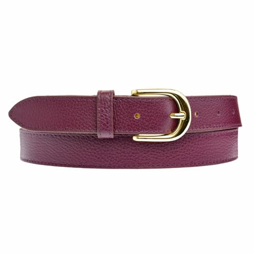 Zakatte • Damen Schlichter Gürtel aus Leder Hüftgürtel Taillengürtel Damengürtel Ledergürtel BS077 (Bordeaux, 85 cm)