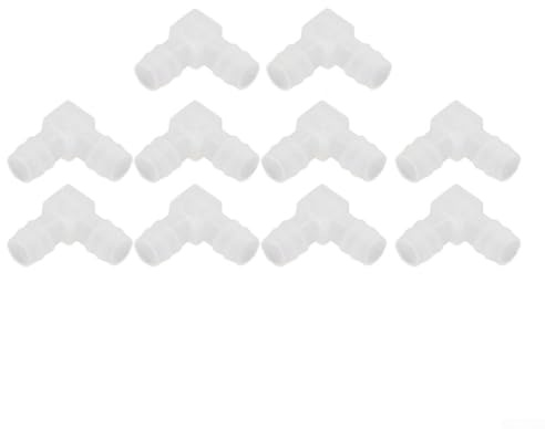 Acoplamiento de codo de plástico de 90 grados, adaptador de manguera de polipropileno en forma de L para tubería de agua, 6 mm, semitransparente, compatible con tubos de silicona, paquete de 10