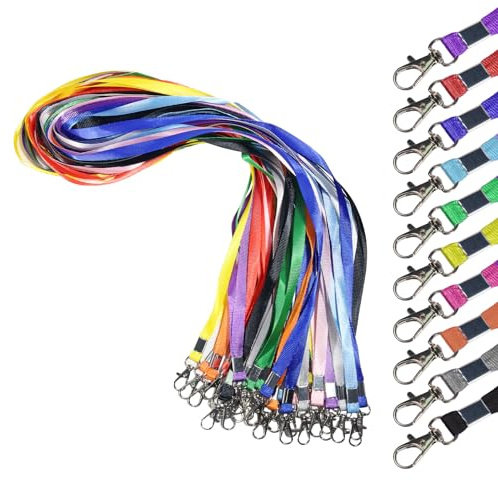 Itharon 30 piezas de cordones multicolores, 10 colores, lanyards de nailon con mosquetón, portatarjetas para identificación, llaveros, silbatos