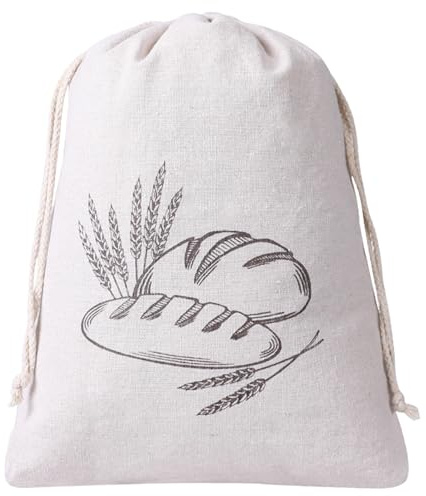 Nuatc Sac à pain réutilisable en coton avec doublure multi-usages fermetures à cordon garde les petits pains frais accessoires de cuisine organisateur sac à pain en coton réutilisable