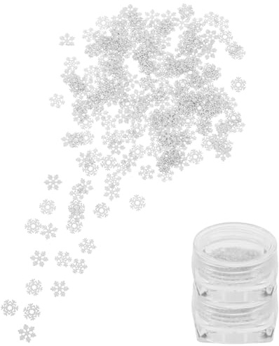 HIAKDOFT Kleiner Schneeflocken Nagelanhänger Glitzer Pailletten Weiße Winzige Schneeflocken Ornamente für Selbstgemacht Maniküre Bastelarbeiten Nageldeko Zubehör